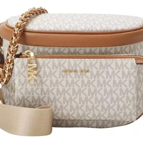 Banano/riñonera Michael Kors Modelo Slater Mediano Color Vainilla Diseño De La Tela Monograma