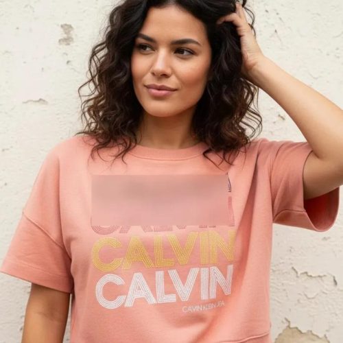 Polerón Manga Corta Calvin Klein De Mujer M Terracota Lisa