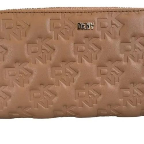 Billetera De Cuero Dkny Para Mujer Marrón Claro Monograma
