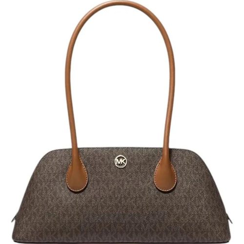 Cartera Michael Kors Modelo Petra Mujer Original Marrón Monograma Dorados