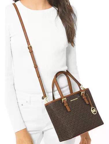 Bolsa Michael Kors Original Jet Set Travel Tote X-small Café Color Marrón Monograma Marrón Claro