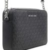Bandolera Michael Kors Jet Set Grande En Negro Con Monograma Black Níquel