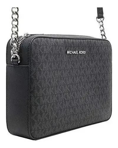 Bandolera Michael Kors Jet Set Grande En Negro Con Monograma Black Níquel