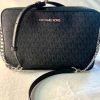 Bandolera Michael Kors Jet Set Grande En Negro Con Monograma Black Níquel