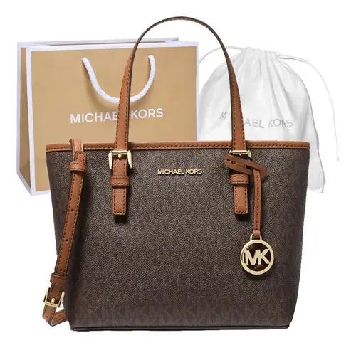 Bolsa Michael Kors Original Jet Set Travel Tote X-small Café Color Marrón Monograma Marrón Claro