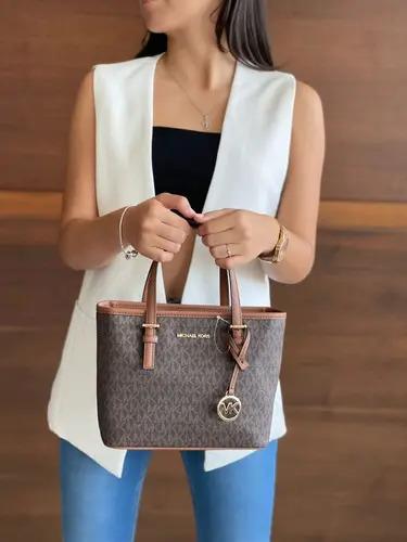 Bolsa Michael Kors Original Jet Set Travel Tote X-small Café Color Marrón Monograma Marrón Claro
