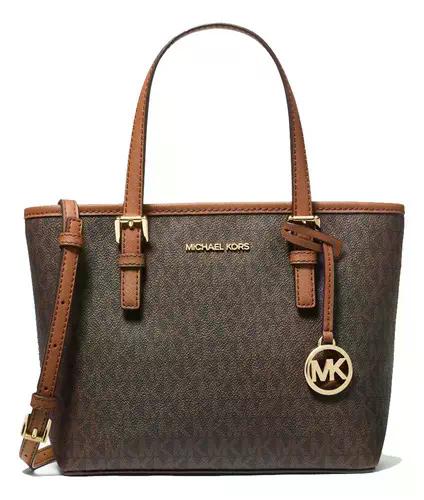 Bolsa Michael Kors Original Jet Set Travel Tote X-small Café Color Marrón Monograma Marrón Claro
