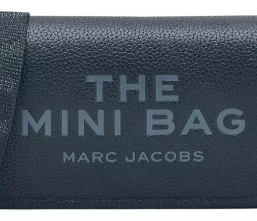 Cartera Crossbody Marc Jacobs Modelo The Mini Bag Cuero Azul Marino Lisa Plateados