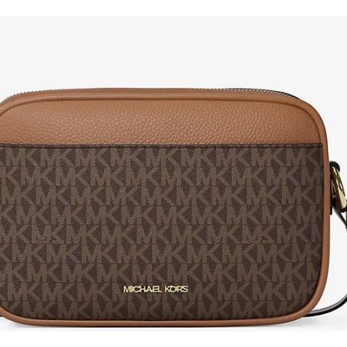 Cartera Crossbosy Michael Kors Jet Set Travel Small Original Café Monograma Dorado