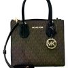 Cartera Y Crossbody Michael Kors Modelo Mercer. Marrón Monograma Dorado