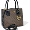 Cartera Y Crossbody Michael Kors Modelo Mercer. Marrón Monograma Dorado