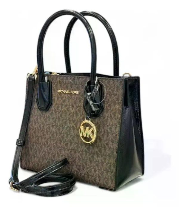 Cartera Y Crossbody Michael Kors Modelo Mercer. Marrón Monograma Dorado