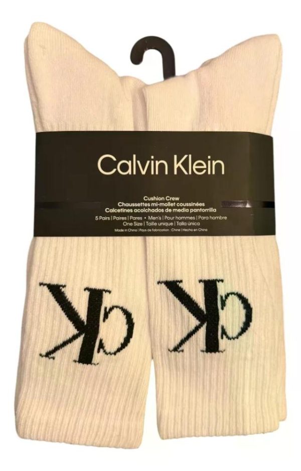 Pack X 5 Calcetas Calvin Klein Hombre Blanco Liso 40 - 46
