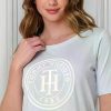 Polera Mujer Tommy Hilfiger Manga Corta Algodón Azul Claro Xs