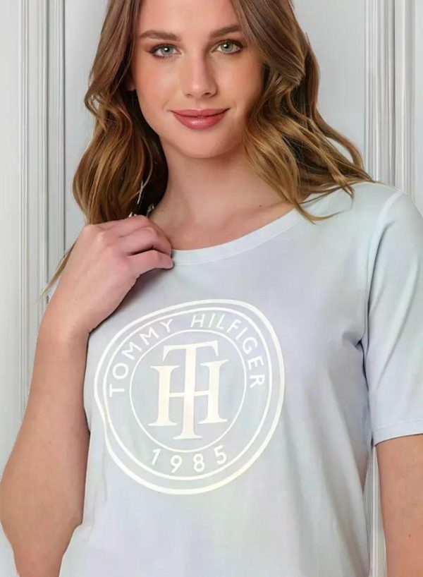 Polera Mujer Tommy Hilfiger Manga Corta Algodón Azul Claro Xs