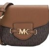 Cartera Bandolera Michael Kors Jet Set Reed Para Mujer Marrón Monograma Dorado