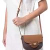 Cartera Bandolera Michael Kors Jet Set Reed Para Mujer Marrón Monograma Dorado