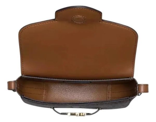 Cartera Bandolera Michael Kors Jet Set Reed Para Mujer Marrón Monograma Dorado