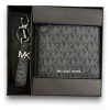 Billetera Con Llavero Marca Michael Kors Negro Monograma