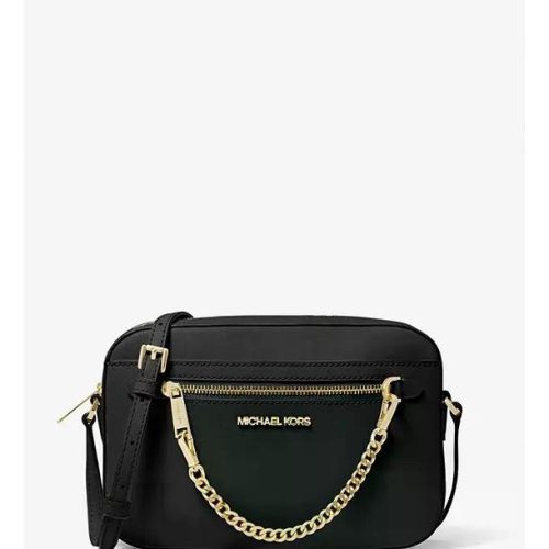 Cartera Crossbody Michael Kors Jet Set Item Chain Original. Negro Liso Dorado