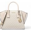 Crossbody Y Cartera Michael Kors Modelo Avril Mediano Vainilla Monograma Dorado