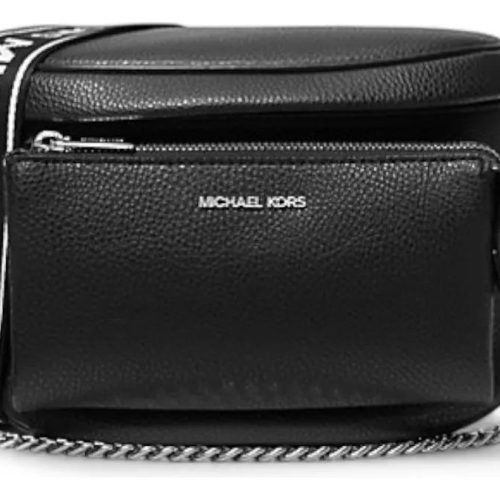 Banano/riñonera Michael Kors Modelo Slater Mediano Color Negro/plata Diseño De La Tela Lisa