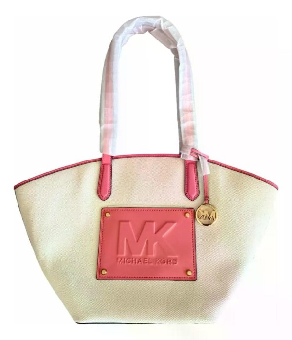 Cartera Tote Crema Michael Kors Crema Lisa Dorados