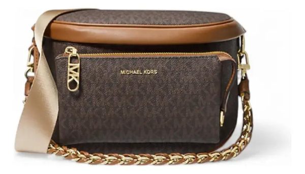 Banano/riñonera Michael Kors Modelo Slater Mediano Color Marrón Diseño De La Tela Monograma