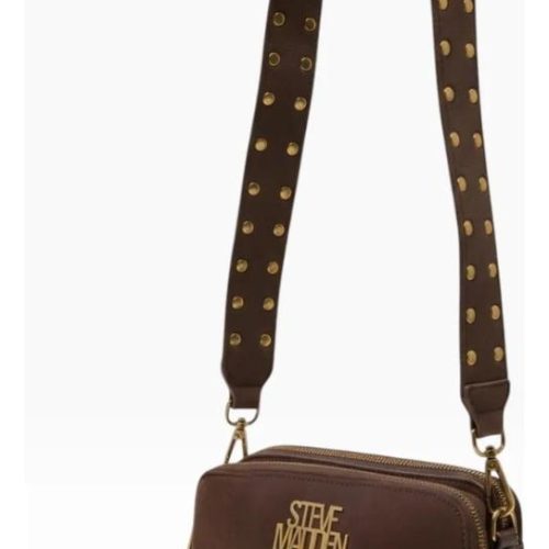 Cartera Crossbody Steve Madden Modelo Bfranka Marrón Lisa Dorados